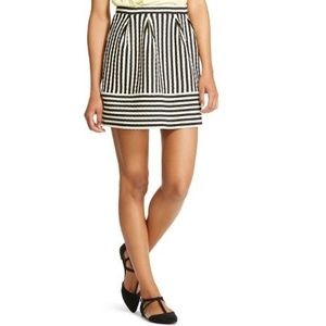 Textured Black + White Striped Skater Skirt